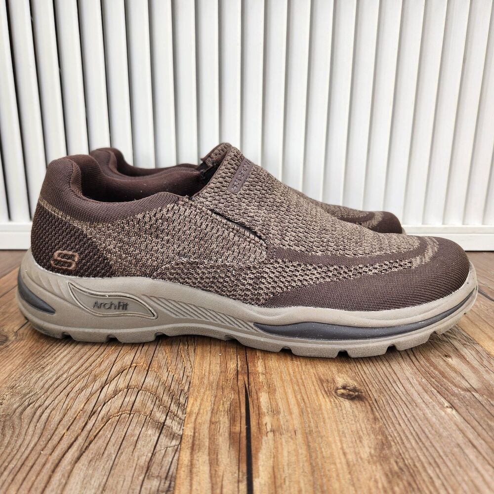 Skechers Arch Fit Motley Vaseo Slip On Shoes Mens 10 Brown Casual Comfort 204495
